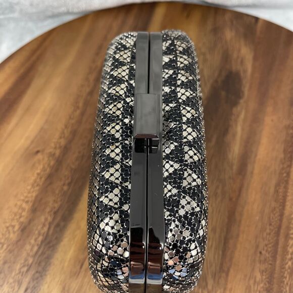 Whiting and Davis Clutch Structured Snake Chain Clasp Evening Formal 6" Wide - Picture 5 of 16